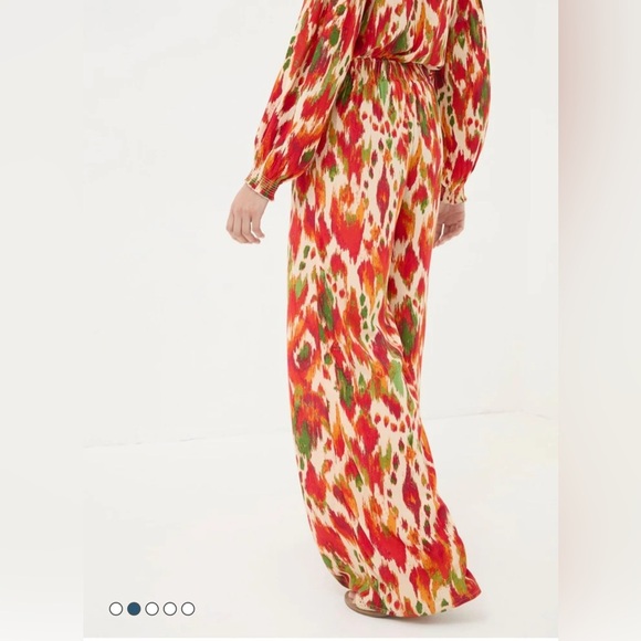 FATFACE Ines Orange Paradise Ikat Wide Leg Flowy Pants Size 8 - Picture 2 of 16